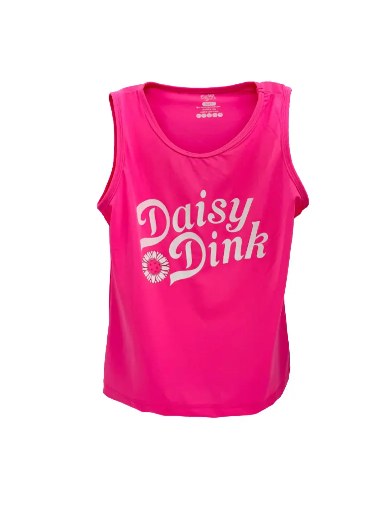 [DD-LOGO-TANK-S] Daisy Dink Women's Pickleball Tank Top | Pink Athletic Performance Shirt (Small)
