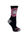 Daisy Dink Women's Black Pickleball Crew Socks | Athletic Sock with Pink Daisy Graphic | Cushioned
