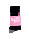 Daisy Dink Women's Black Pickleball Crew Socks | Athletic Sock with Pink Daisy Graphic | Cushioned